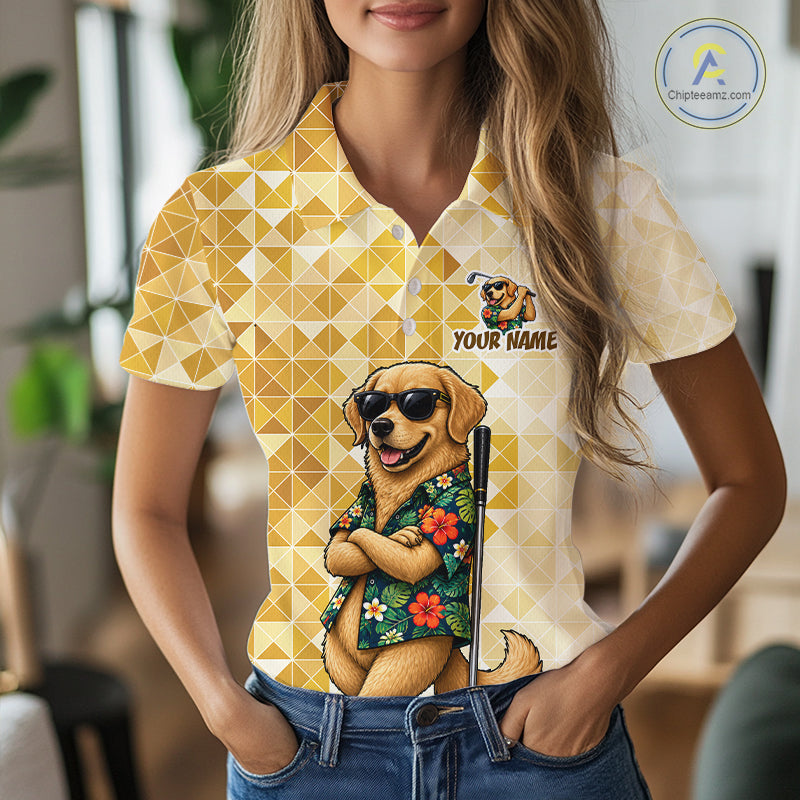 Funny Yellow Labrador Dog Golf Polo Shirt Womens Custom Name Team Golf Shirts, Golf Gifts NBT957
