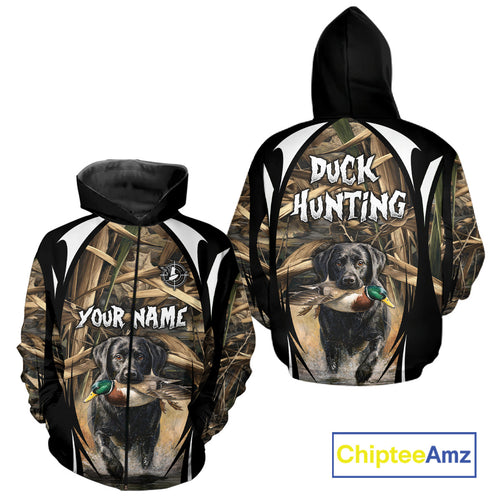 Duck Hunting with Black Lab Camo 3D All Over Printed Shirts, Camouflage Duck Hunting Clothing NBT206