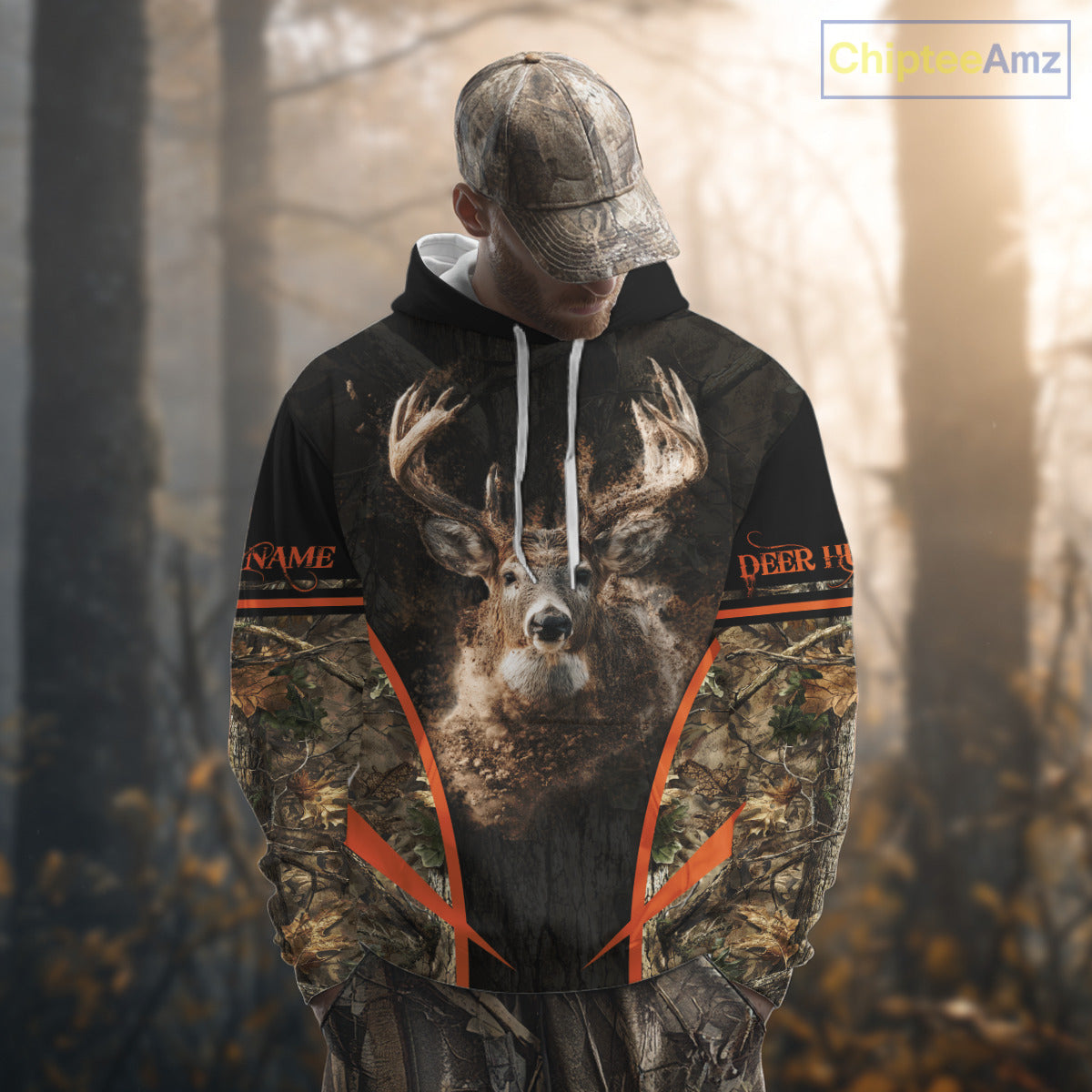 Personalized Whitetail Deer Hunting Shirt Brown Camo Custom Name, Deer Hunting Clothes NBT280