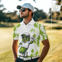 Load image into Gallery viewer, Funny Pickles Mens Golf Polo Shirt, Matching Golf Polo, Argyle Pattern Golf Shirts For Mens NBT611
