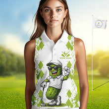 Load image into Gallery viewer, Funny Pickles Womens Sleeveless Golf Polo Shirt, Matching Golf Polo, Argyle Pattern Golf Shirts For Mens NBT611