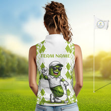 Load image into Gallery viewer, Funny Pickles Womens Sleeveless Golf Polo Shirt, Matching Golf Polo, Argyle Pattern Golf Shirts For Mens NBT611