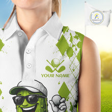 Load image into Gallery viewer, Funny Pickles Womens Sleeveless Golf Polo Shirt, Matching Golf Polo, Argyle Pattern Golf Shirts For Mens NBT611