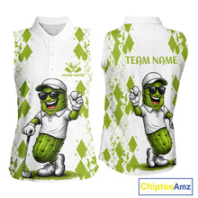 Load image into Gallery viewer, Funny Pickles Womens Sleeveless Golf Polo Shirt, Matching Golf Polo, Argyle Pattern Golf Shirts For Mens NBT611