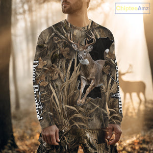 Whitetail Deer Hunting Brown Camo Custom Name Full Printing Shirts, Personalized Gifts for Hunters NBT124