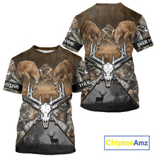 Load image into Gallery viewer, Whitetail Deer Hunting Custom Name Camo Shirt, Deer Hunting Clothing, Camouflage Deer Shirts NBT281