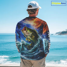 Load image into Gallery viewer, Personalized Bass Thunder And Lightening Long Sleeve Fishing Shirts,Custom Bass Fishing Jerseys NBT378