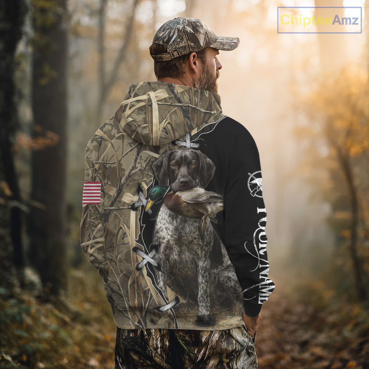 Duck Hunting with German Wirehaired Pointer Customize Name 3D All Over Printed Shirts Personalized Gift NBT151