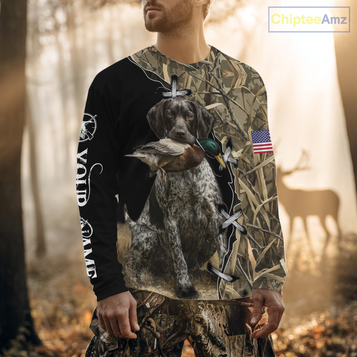 Duck Hunting with German Wirehaired Pointer Customize Name 3D All Over Printed Shirts Personalized Gift NBT151
