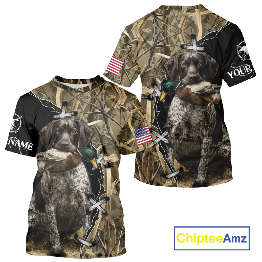 Duck Hunting with German Wirehaired Pointer Customize Name 3D All Over Printed Shirts Personalized Gift NBT151