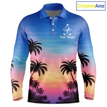 Load image into Gallery viewer, Custom Palm Tree Polo Golf Shirts For Men, Hawaii Tropical Personalized Polo Shirts, Golf Gifts NBT543