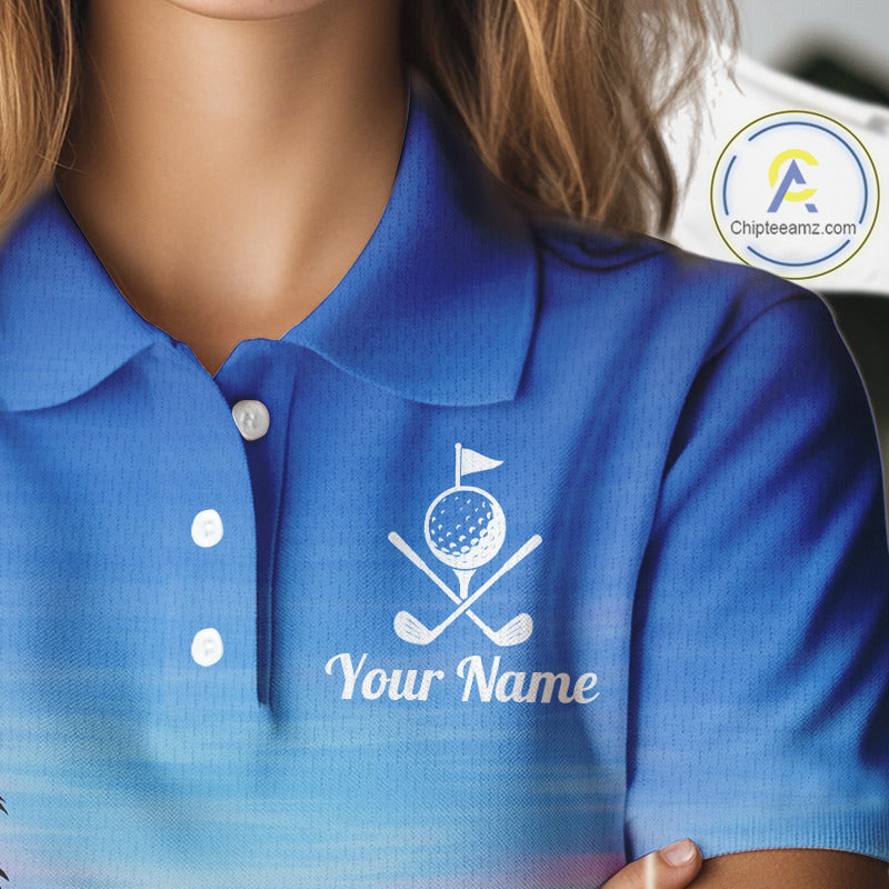 Custom Palm Tree Polo Golf Shirts For Women, Hawaii Tropical Personalized Polo Shirts, Golf Gifts NBT543