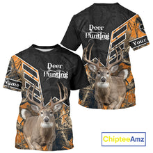 Load image into Gallery viewer, Whitetail Deer Hunting Camo Custom Name 3D Prints Shirts for Men, Hunting Gifts NBT182