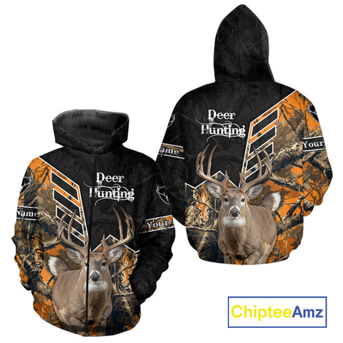 Whitetail Deer Hunting Camo Custom Name 3D Prints Shirts for Men, Hunting Gifts NBT182