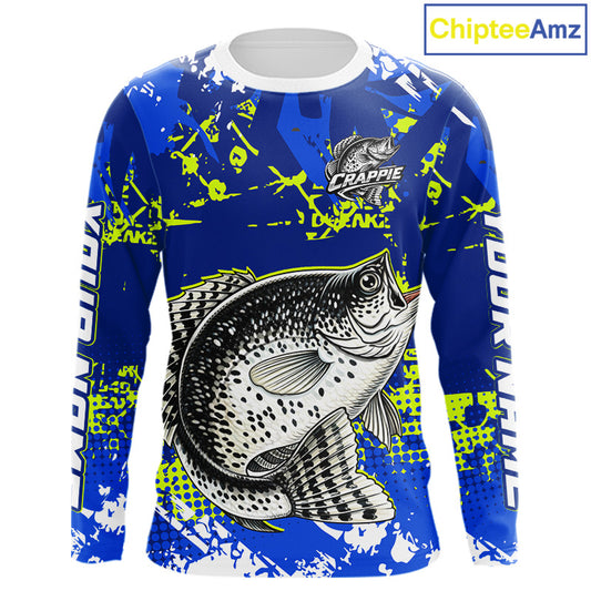 Custom Crappie Fishing Camo Fishing Shirts Long Sleeve, Crappie Tournament Fishing Shirts NBT440