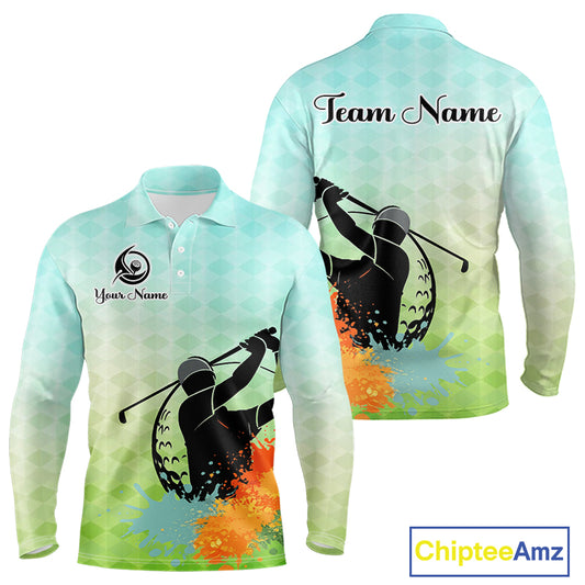 Mens Golf Polo Shirt Colorful Argyle Pattern Custom Name And Team Name Golf Shirt, Golfing Gifts NBT559