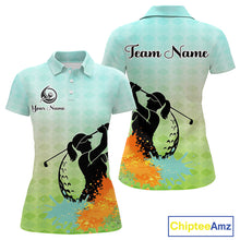 Load image into Gallery viewer, Womens Golf Polo Shirt Colorful Argyle Pattern Custom Name And Team Name Golf Shirt, Golfing Gifts NBT559