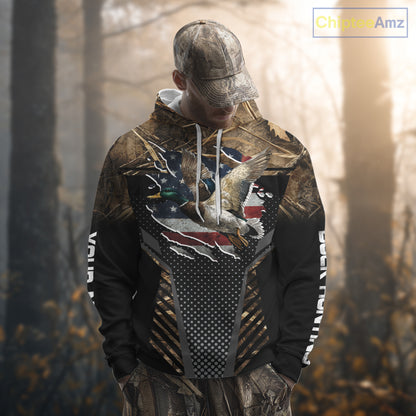 Duck Hunting American Flag Dark Camouflage Shirts, Duck Hunting Gifts NBT198