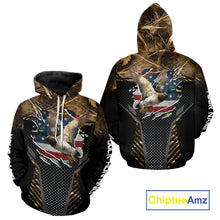 Load image into Gallery viewer, Duck Hunting American Flag Dark Camouflage Shirts, Duck Hunting Gifts NBT198