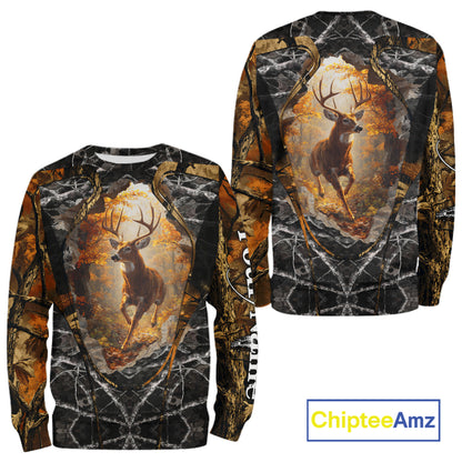 Personalized Deer Hunting 3D All Over Printed Camo Custom Name Shirt, Hunting Gift NBT311