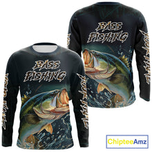 Load image into Gallery viewer, Largemouth Bass Fishing Long Sleeve Fishing Shirts Grass Camo, Bass Fishing Tournament Jerseys NBT362