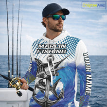 Load image into Gallery viewer, Personalized Blue Marlin Fishing Hood Saltwater Fish Custom Name Tournament Fishing Shirts NBT368