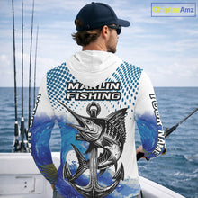Load image into Gallery viewer, Personalized Blue Marlin Fishing Hood Saltwater Fish Custom Name Tournament Fishing Shirts NBT368