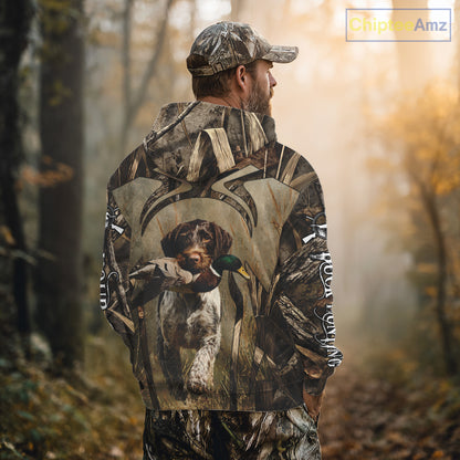Mallard Duck Hunting German Wirehaired Pointer Dog Camouflage Shirts for Hunters NBT211