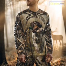 Load image into Gallery viewer, Mallard Duck Hunting German Wirehaired Pointer Dog Camouflage Shirts for Hunters, Duck Hunting Clothing NBT211