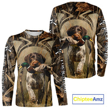 Load image into Gallery viewer, Mallard Duck Hunting German Wirehaired Pointer Dog Camouflage Shirts for Hunters, Duck Hunting Clothing NBT211