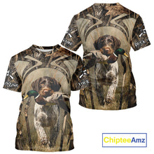 Load image into Gallery viewer, Mallard Duck Hunting German Wirehaired Pointer Dog Camouflage Shirts for Hunters, Duck Hunting Clothing NBT211