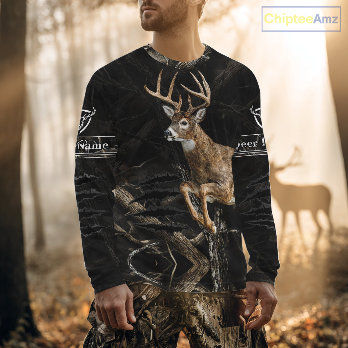 Deer Hunting Dark Camouflage Shirts for Deer Hunters, Personalized Hunting Shirts NBT278