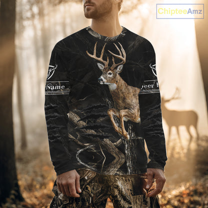Deer Hunting Dark Camouflage Shirts for Deer Hunters, Personalized Hunting Shirts NBT278