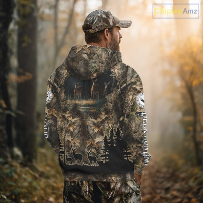 Deer Hunting 3D All Over Print Shirt Custom Brown Fall Season Camo Hunting Clothes NBT322