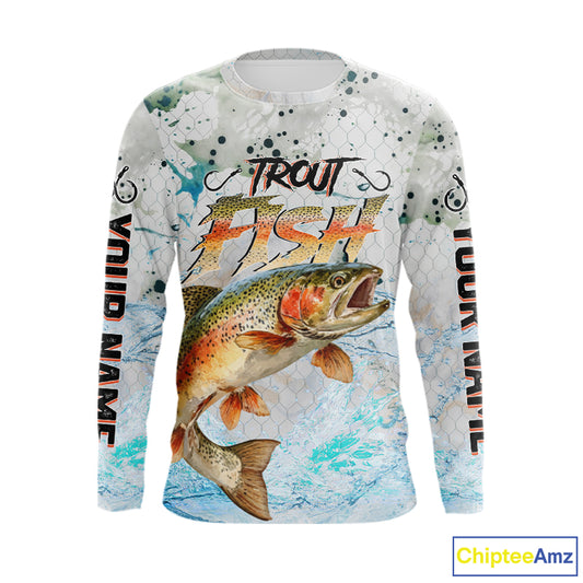 Rainbow Trout Custom UPF Fishing Shirts Long Sleeve, Trout Fishing Shirts NBT417