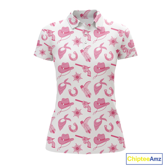 Pink Western Cowgirl Womens Golf Polo Shirts, Cute Cowgirl Golf Shirts, Funny Country Style Shirt NBT476