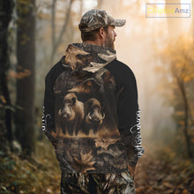 Load image into Gallery viewer, Wild Boar Hunting Forest Camouflage 3D Custom Name Shirts, Boar Hunting Gift Ideas for Hunters NBT224