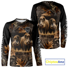 Load image into Gallery viewer, Wild Boar Hunting Forest Camouflage 3D Custom Name Shirts, Boar Hunting Gift Ideas for Hunters NBT224