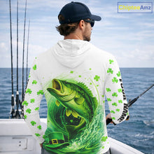 Load image into Gallery viewer, Personalized St Patrick's Day Shirts Largemouth Bass Fishing Long Sleeve Hooded, Custom Bass Fishing Jerseys NBT383