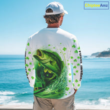 Load image into Gallery viewer, Personalized St Patrick's Day Shirts Largemouth Bass Fishing Long Sleeve, Custom Bass Fishing Jerseys NBT383