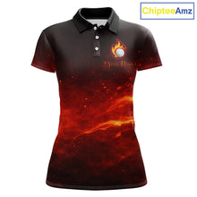 Load image into Gallery viewer, Womens Golf Polo Shirts Golf Ball Fire Custom Name, Golf  Shirts For Women, Ladies Golf Top NBT548