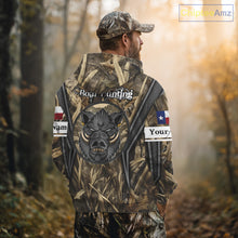 Load image into Gallery viewer, Texas Flag Wild Boar Hunting Camo Custom Name Shirts, TX Hog Hunting Shirt for Hunter NBT174