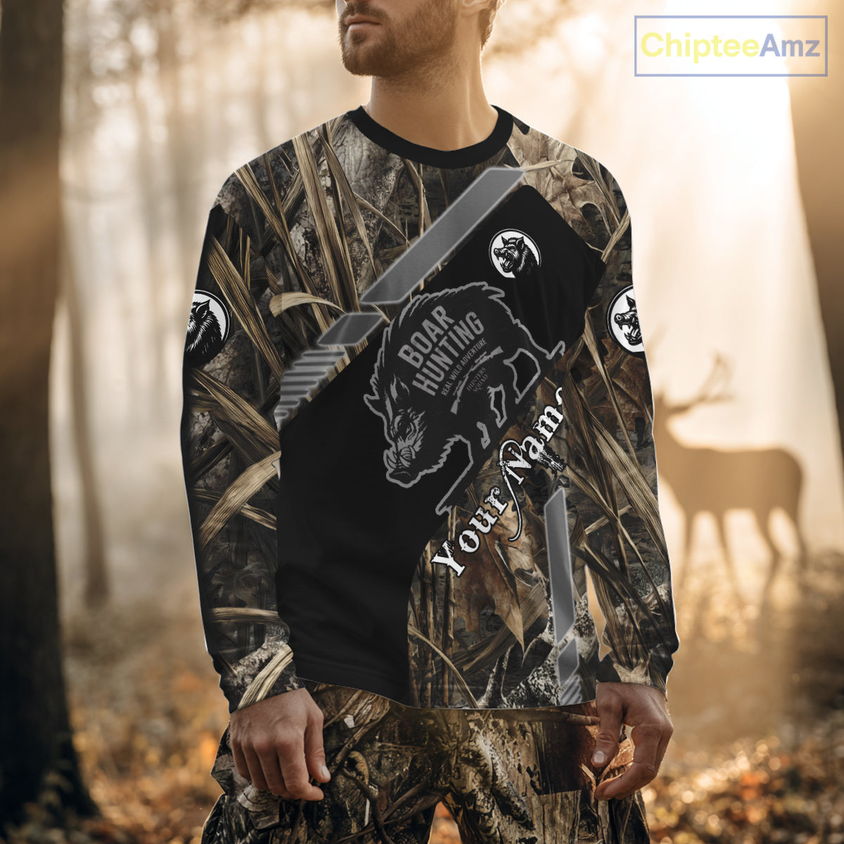 Boar Hunting Camouflage Custom Name Shirts, Personalized Boar Hunting Clothes, Hunting Gifts NBT175