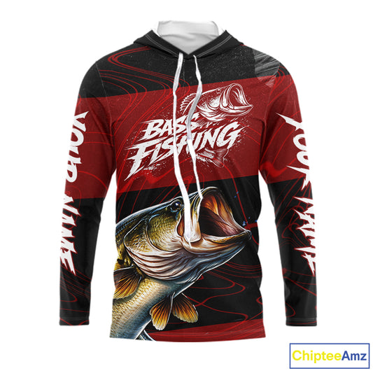 Personalized Bass Long Sleeve Fishing Shirts UV Protection, Bass Fishing Shirts For Men NBT435