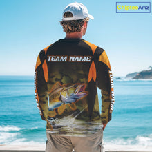 Load image into Gallery viewer, Personalized Walleye Long Sleeve Fishing Shirts Orange Camouflage, Walleye Fishing Shirts NBT395