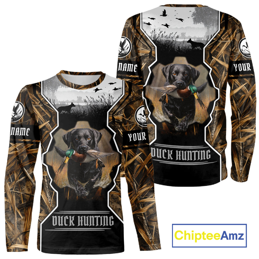 Custom Mallard Duck Black Lab Retriever Hunting Camo 3D Printed Custom Name Shirts NBT189