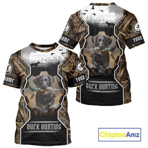 Custom Mallard Duck Black Lab Retriever Hunting Camo 3D Printed Custom Name Shirts NBT189