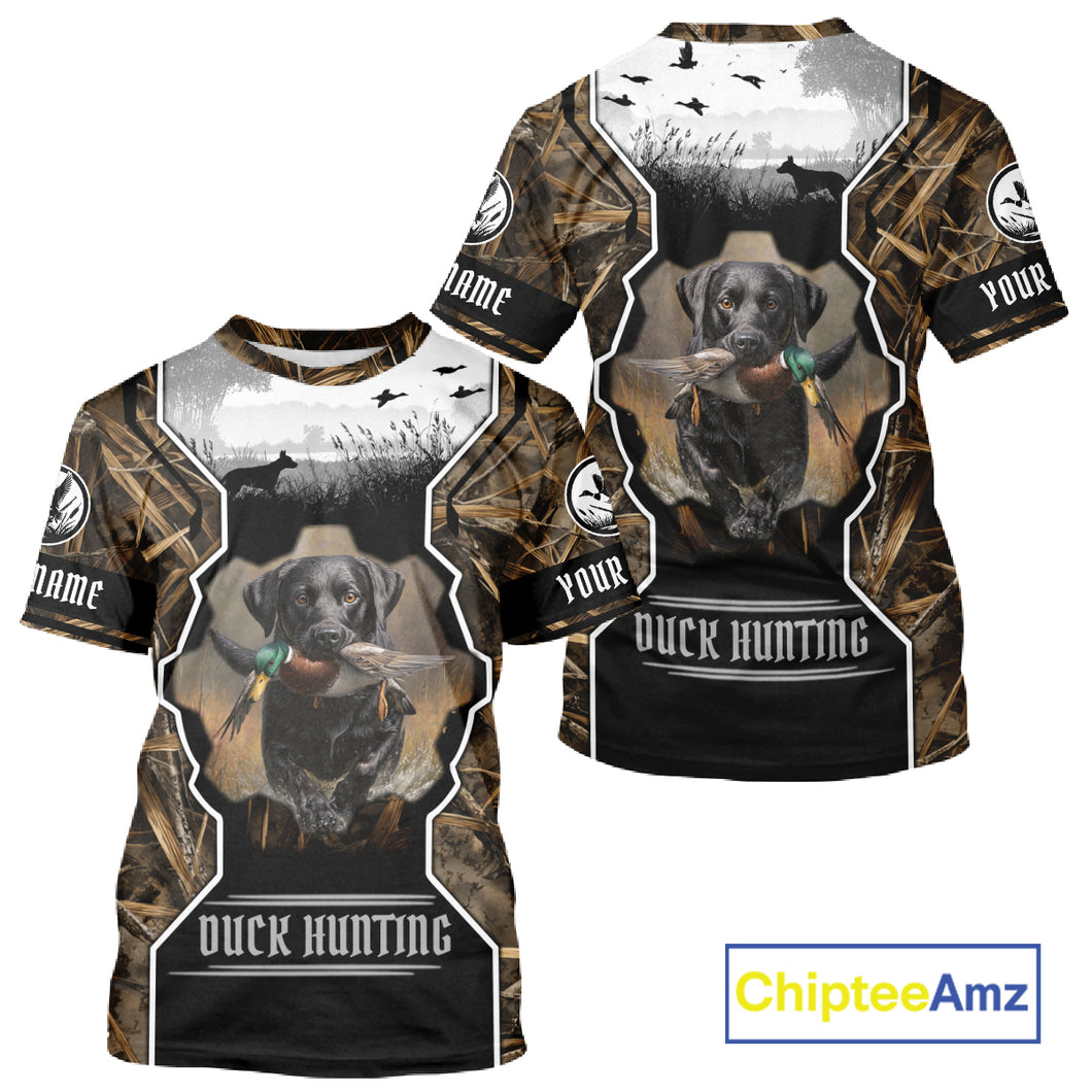 Custom Mallard Duck Black Lab Retriever Hunting Camo 3D Printed Custom Name Shirts NBT189
