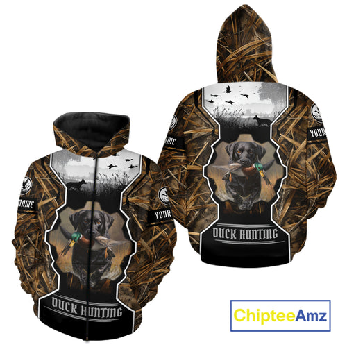 Custom Mallard Duck Black Lab Retriever Hunting Camo 3D Printed Custom Name Shirts, Hunting Gifts NBT189