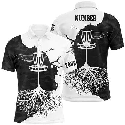 Black Camo Mens Disc Golf Polo Shirt Custom Black White Disc Golf Shirts For Men Disc Golf Gifts LDT1035
